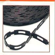 Chain lock - can cut the length you require and can be adjusted. Plastic- degrade after a season? Packs of pre cut lengths also available.