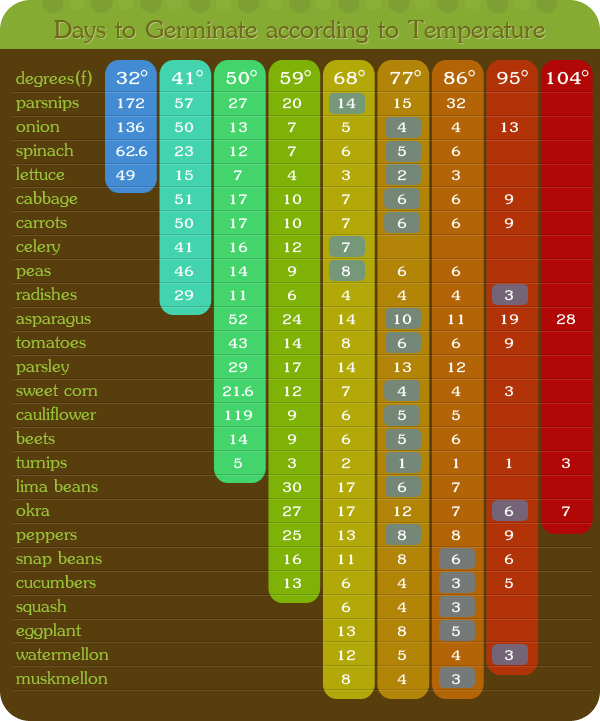 days to germinate chart | Old School Garden