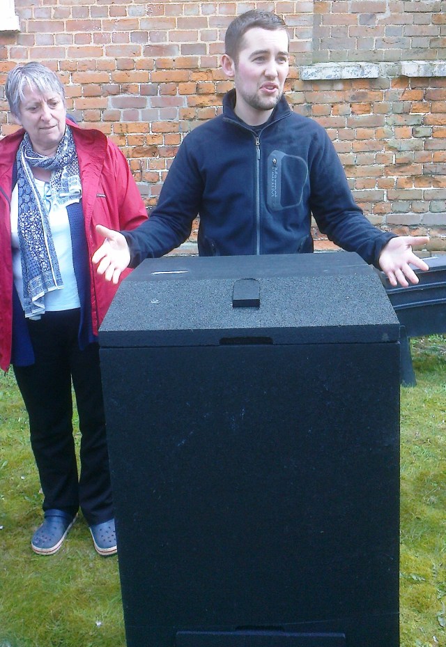 David Garrett from Garden Organic explaing how a 'Hot Bin' works
