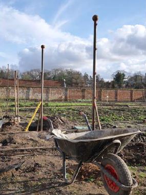 Posts all in- 76 have been set into concrete around the walled garden. Picture Blickling Estate